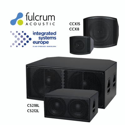 Pic of Fulcrum Acoustic loudspeakers at ISE 2023: CCX8_CCX15, CS212L, & CS218L